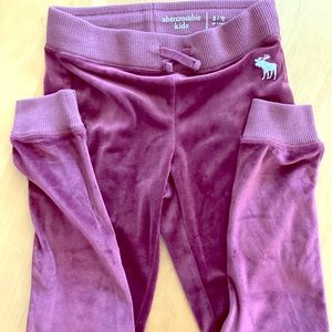 Abercrombie Girls maroon velour joggers